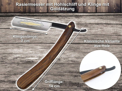 Solingen Streichriemen im Rasiermesser-Set 7 Teilig mit Solinger Paste und InstrumenteNRW Holzgriff