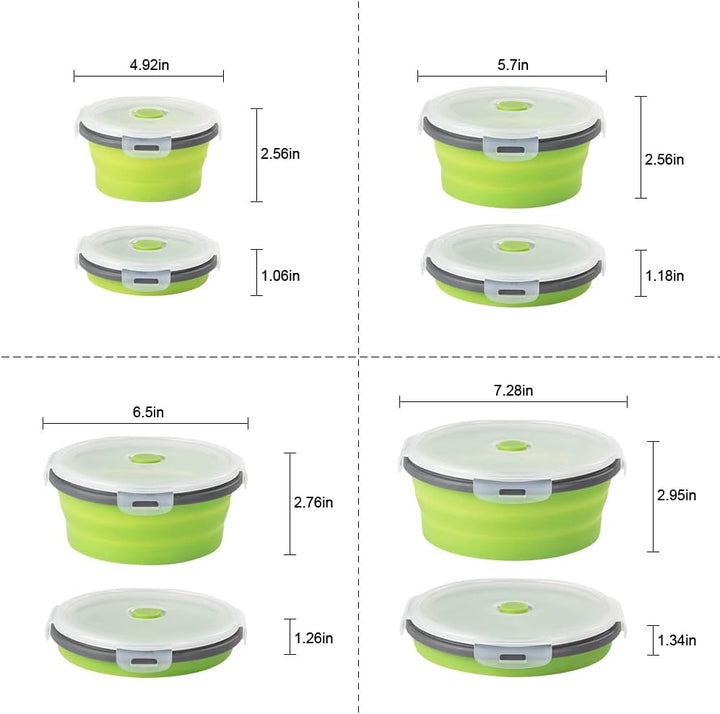 Faltbare Brotdose aus Silikon 4PCS Runde, platzsparende Frischhaltebox luftdicht & wasserdicht, geni
