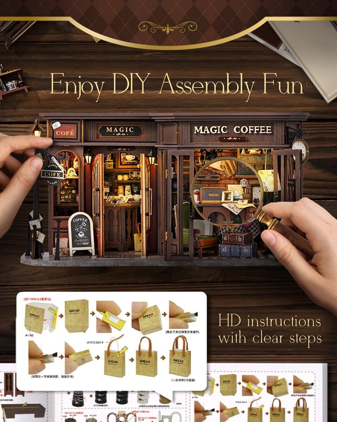 CUTEBEE DIY Miniature House,Puppenhaus Miniatur Haus Selber Bauen Kit Plus Staubschutzhülle,Modellba