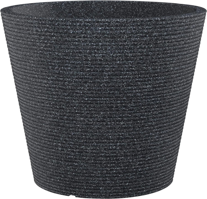 Scheurich Coneo, Pflanzgefäss aus Kunststoff, Schwarz-Granit, 49 cm Durchmesser, 39,4 cm hoch, 46 l