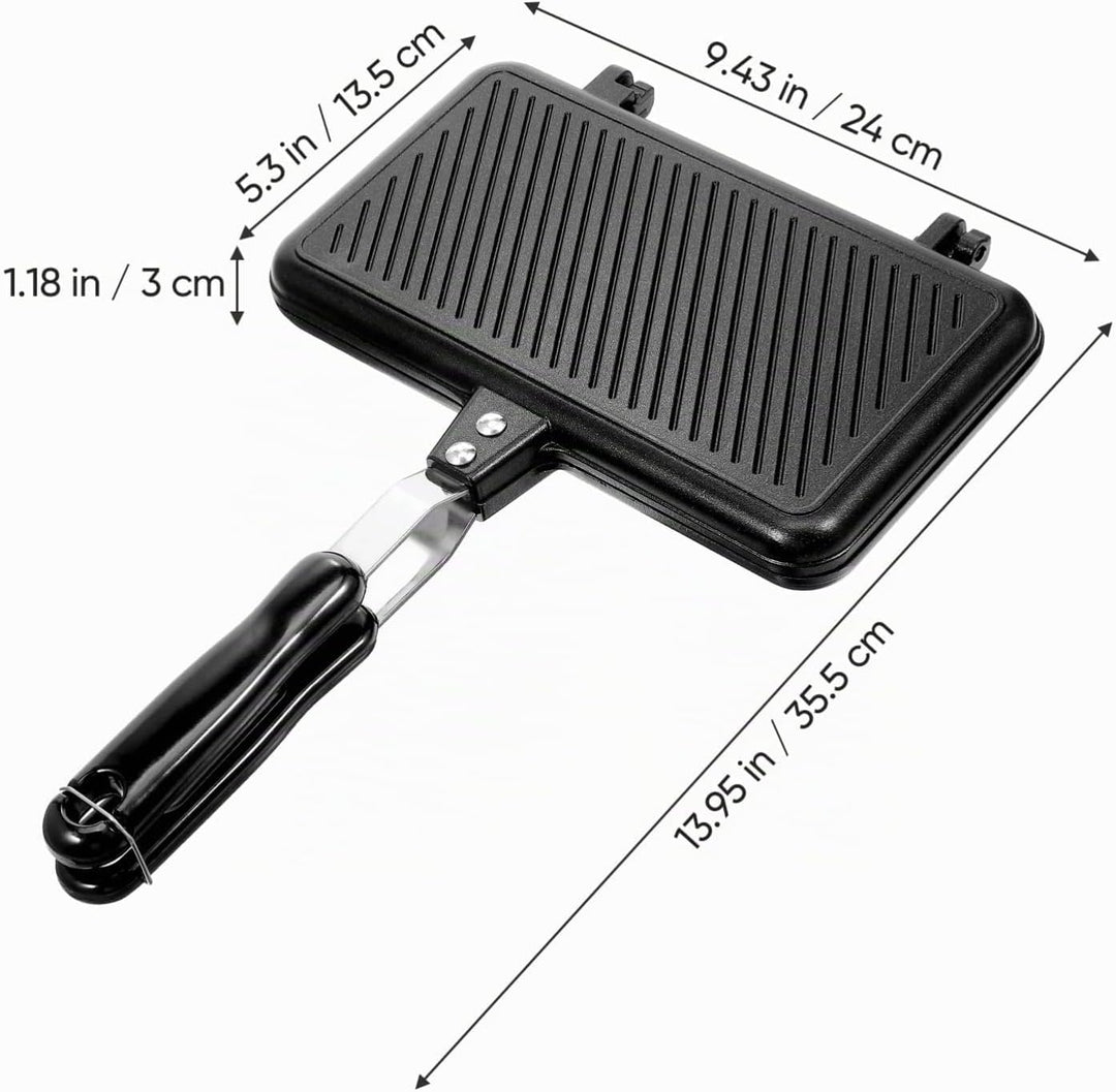MAGICLULU Doppelseitige Sandwich Backform Antihaftbeschichtete Grillpfanne Mit Griff Toaster Xl Sand