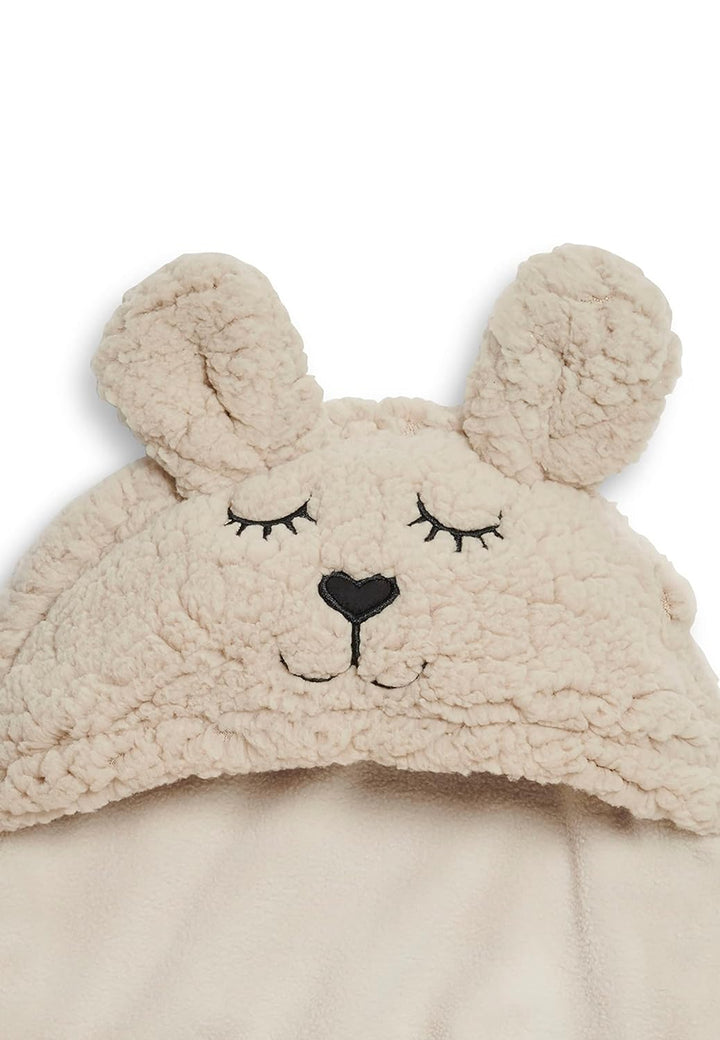 Jollein Wickeldecke für Babys aus kuschelweichem Fleecematerial, niedliches Hasendesign, nougatfarbi
