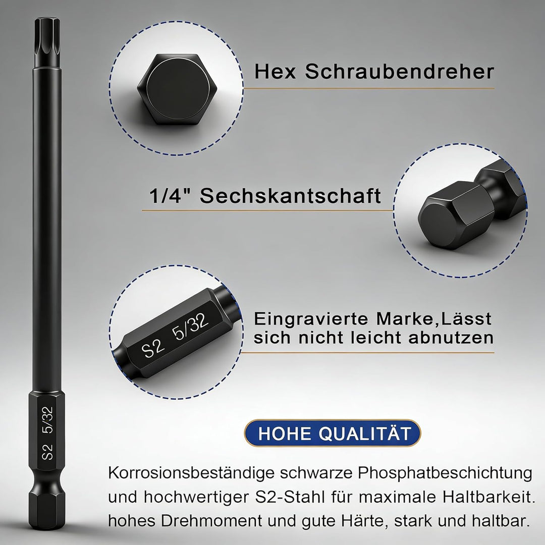 CYLBAQ 20 teilig 100mm Hex Schraubendreher Bits Set,1/4" Allen Key Magnetische S2 Hexagon Innensechs