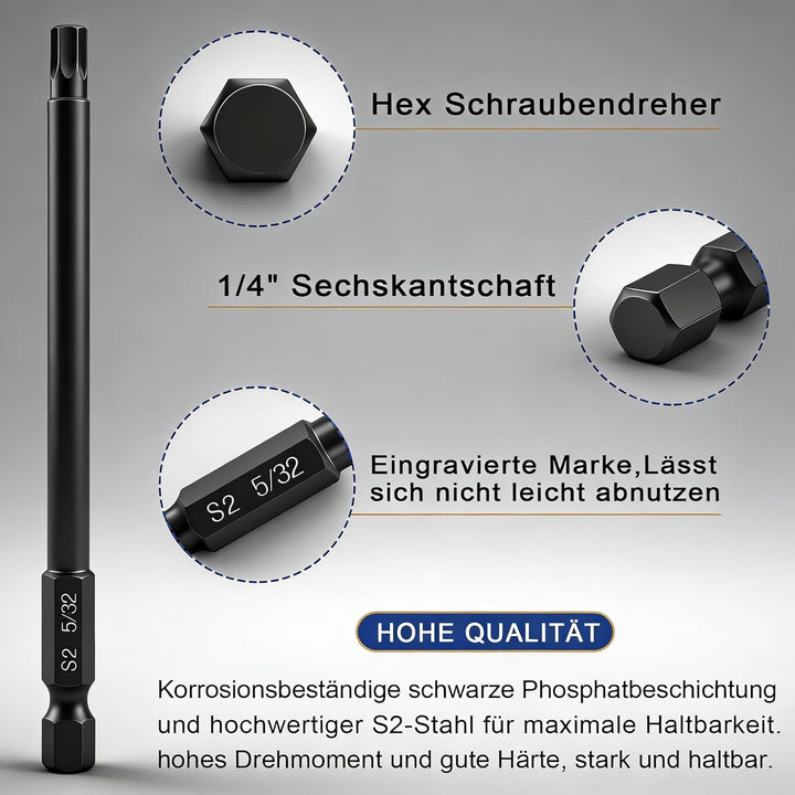 CYLBAQ 20 teilig 100mm Hex Schraubendreher Bits Set,1/4" Allen Key Magnetische S2 Hexagon Innensechs