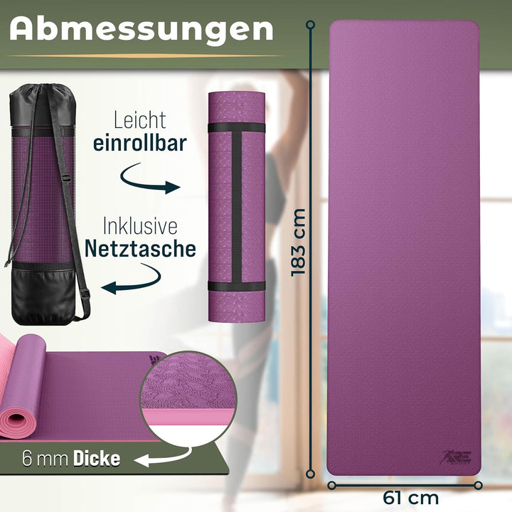 RE:SPORT Yogamatte Phthalatfrei | Gymnastikmatte rutschfest | Fitnessmatte schadstofffrei | Training
