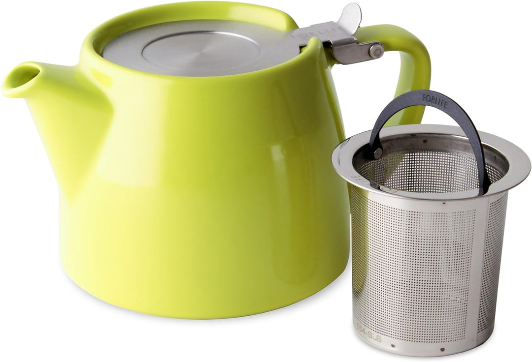 Forlife Stump Teekanne mit SLS-Deckel und Teesieb, 510 ml, porzellan, lime, 16-Ounce / 473 ml, Lime