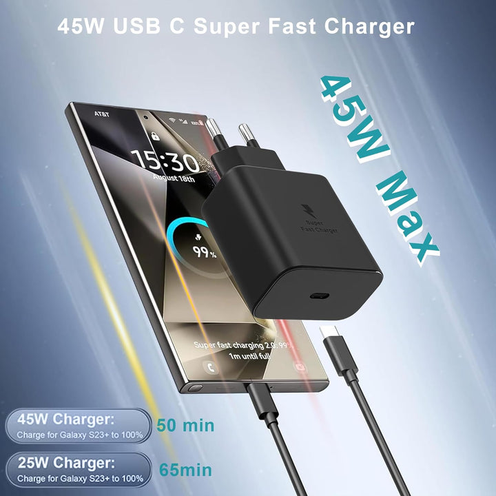 2er-Pack 45W USB C Ladegerät, Schnellladegerät PD 3.0 Netzteil mit Ladekabel USB-C Schnellladekabel