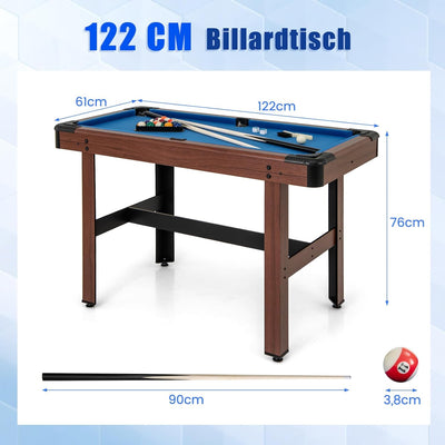 COSTWAY Billardtisch, Billlard Tisch aus Holz mit Zubehör, Pooltisch mit 2 Queues, 2 Kreiden & Dreie