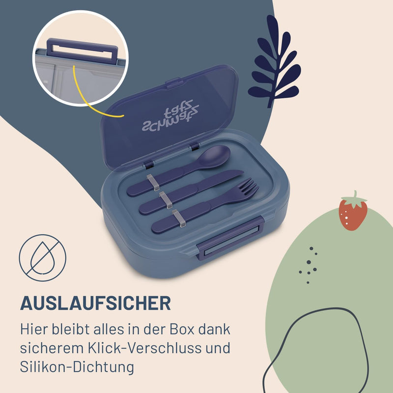 schmatzfatz Lunchbox, Unterteilte Brotdose für Erwachsene & Kinder, Lunchbox mit Fächern, Bento-Box