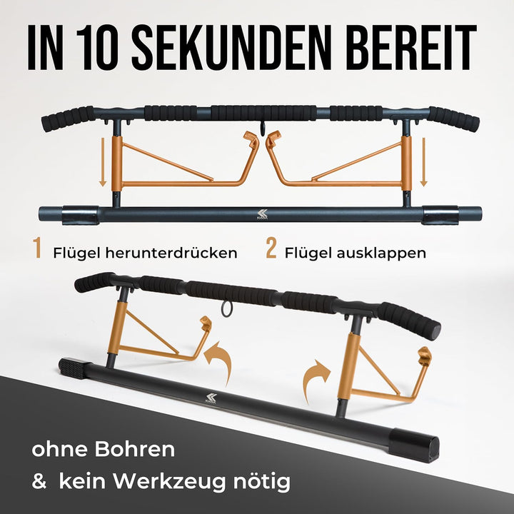 KIANA Sports Klimmzugstange für Türrahmen ohne Bohren & ohne Schrauben | Pull Up Bar Tür bis 150kg |
