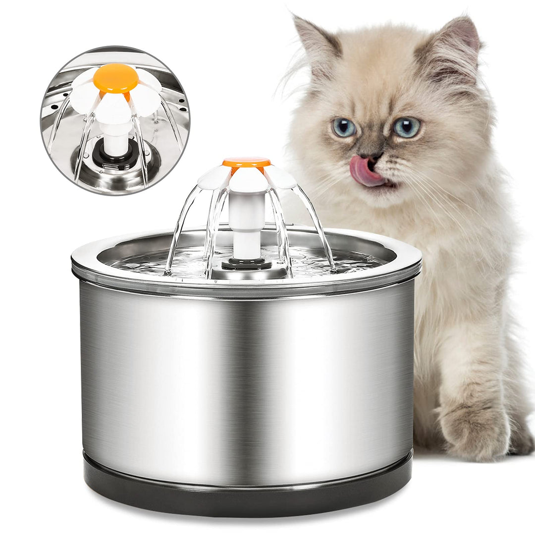 Diealles Shine Katzenbrunnen Edelstahl, 2.5L Ultra-Leise Katzen Trinkbrunnen, Wasserspender Katzen E