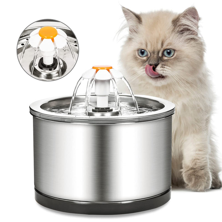 Diealles Shine Katzenbrunnen Edelstahl, 2.5L Ultra-Leise Katzen Trinkbrunnen, Wasserspender Katzen E