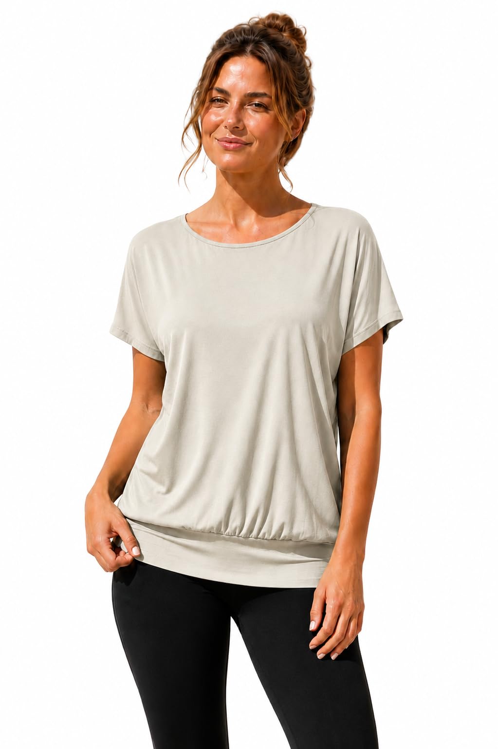 Van Der Rich ® - Tshirt Kurzam Rundhalsausschnitt Sommer- Damen M Beige, M Beige
