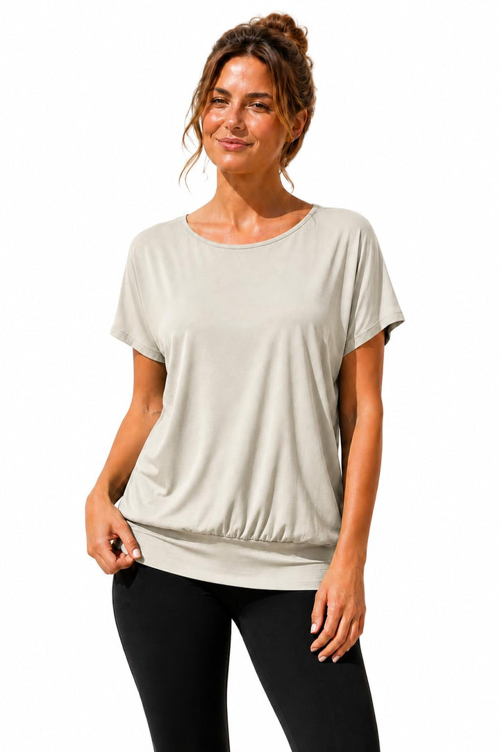Van Der Rich ® - Tshirt Kurzam Rundhalsausschnitt Sommer- Damen M Beige, M Beige