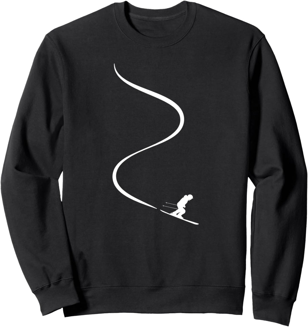 Skifahrer zieht Spur hinter sich durch Powder Tiefschnee Sweatshirt