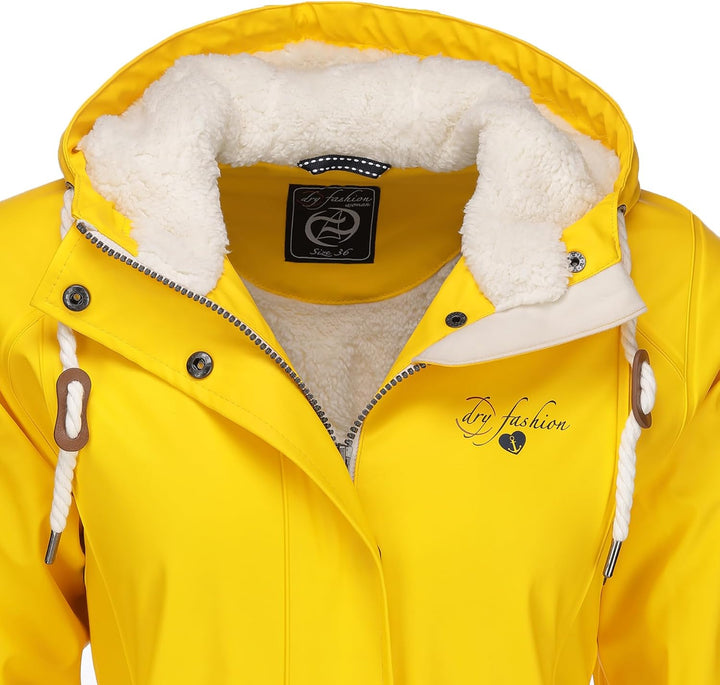 Dry Fashion Damen Regenmantel Malmö - Frauen Regenjacke Jacke mit Kapuze Lang Winddicht Wasserdicht