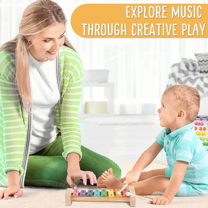 Stoie's 8 Fliesen Regenbogenfarben C-Key Xylofon Klavier Keyboard Spielzeug für Kinder Kleinkinder m