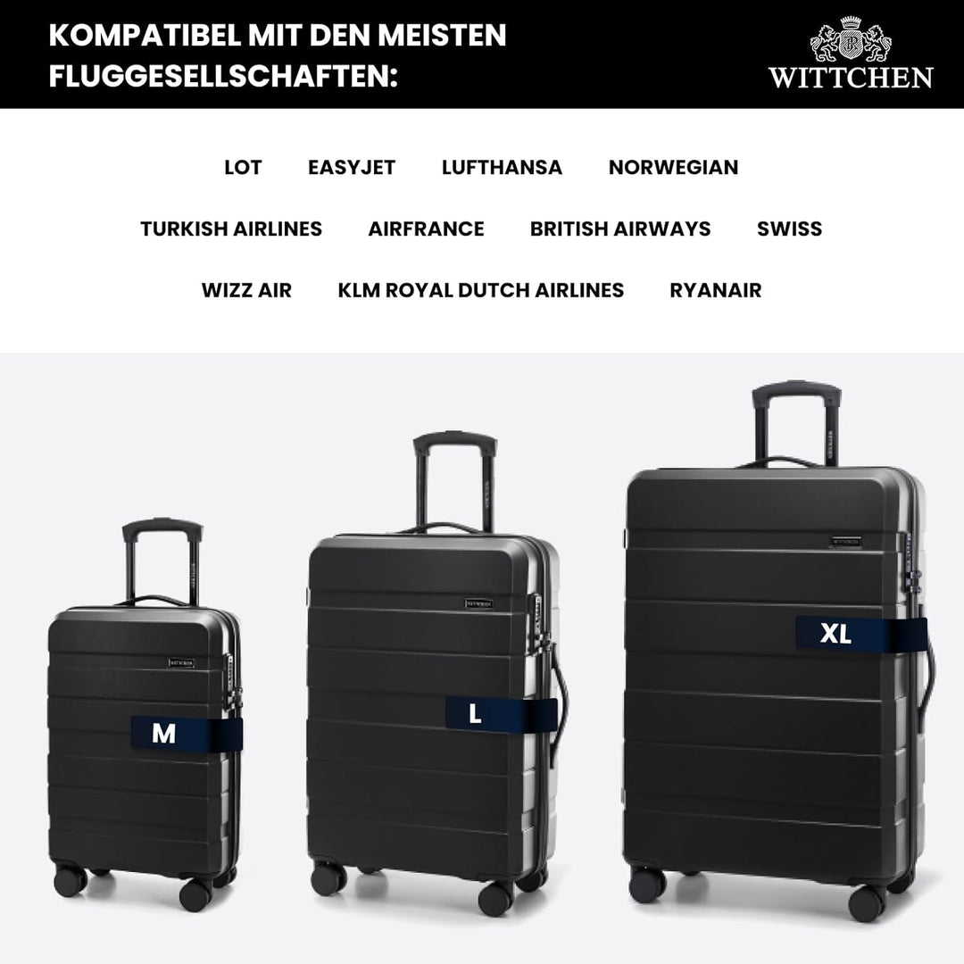 WITTCHEN COMODO Line Koffer Handgepäck Gepäck-Set aus ABS Teleskopgriff TSA Schloss 4 Doppelräder Sc