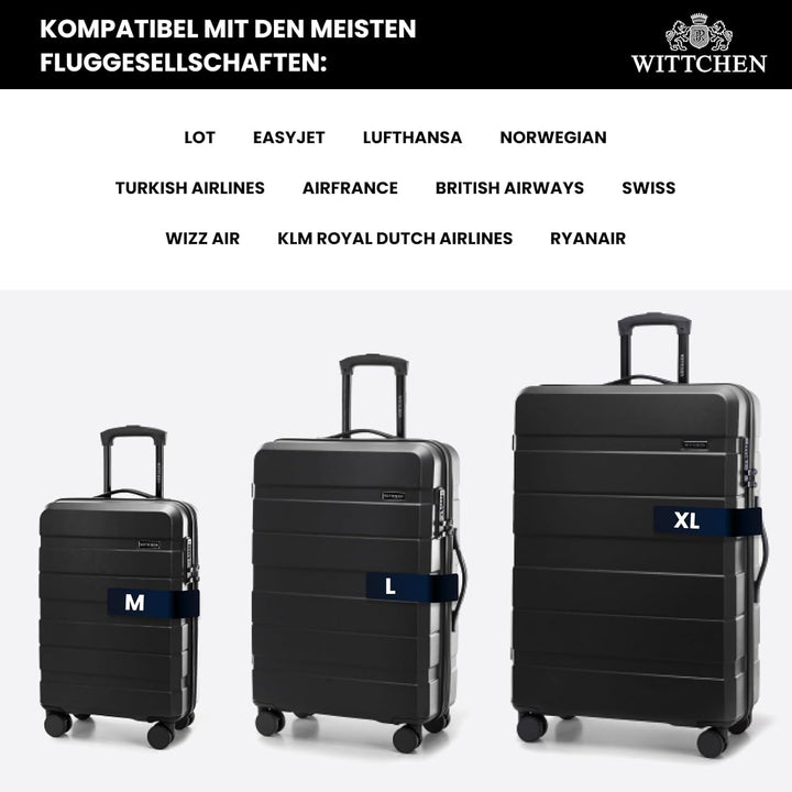 WITTCHEN COMODO Line Koffer Handgepäck Gepäck-Set aus ABS Teleskopgriff TSA Schloss 4 Doppelräder Sc