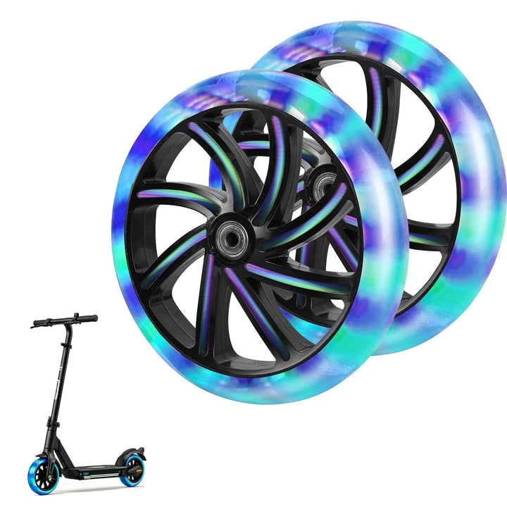 200mm Leuchtende Scooter Rollen 2 Stück - Blinkende Stunt Scooter Reifen PU - Leise & Verschleissfes