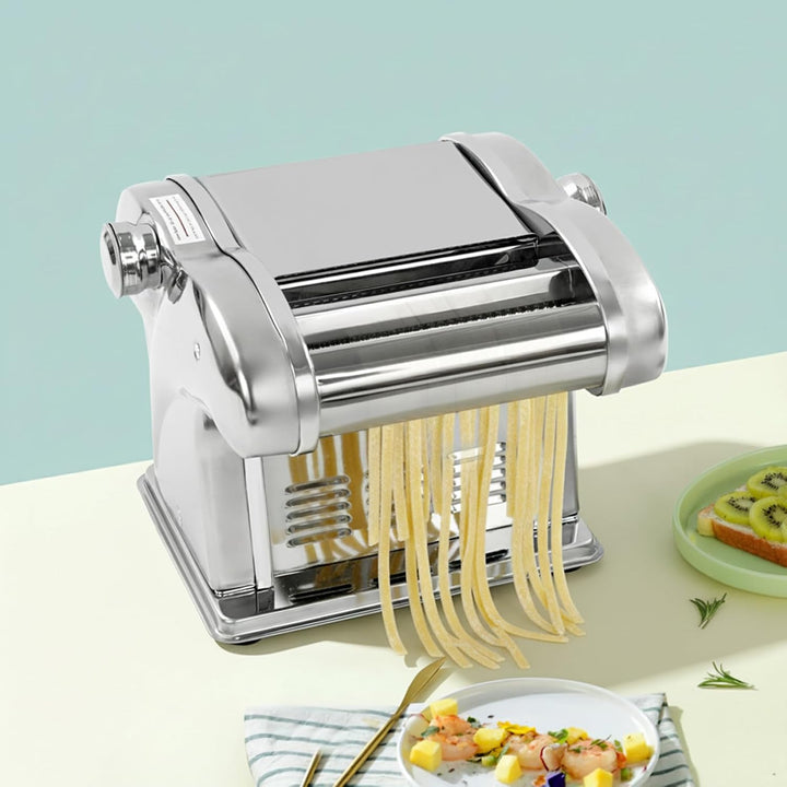 Elektrische Nudelmaschine 3 Messer 8 Stufen für Haushalt Pasta | 1,5mm &amp; 4mm Messer, 135W, integrier