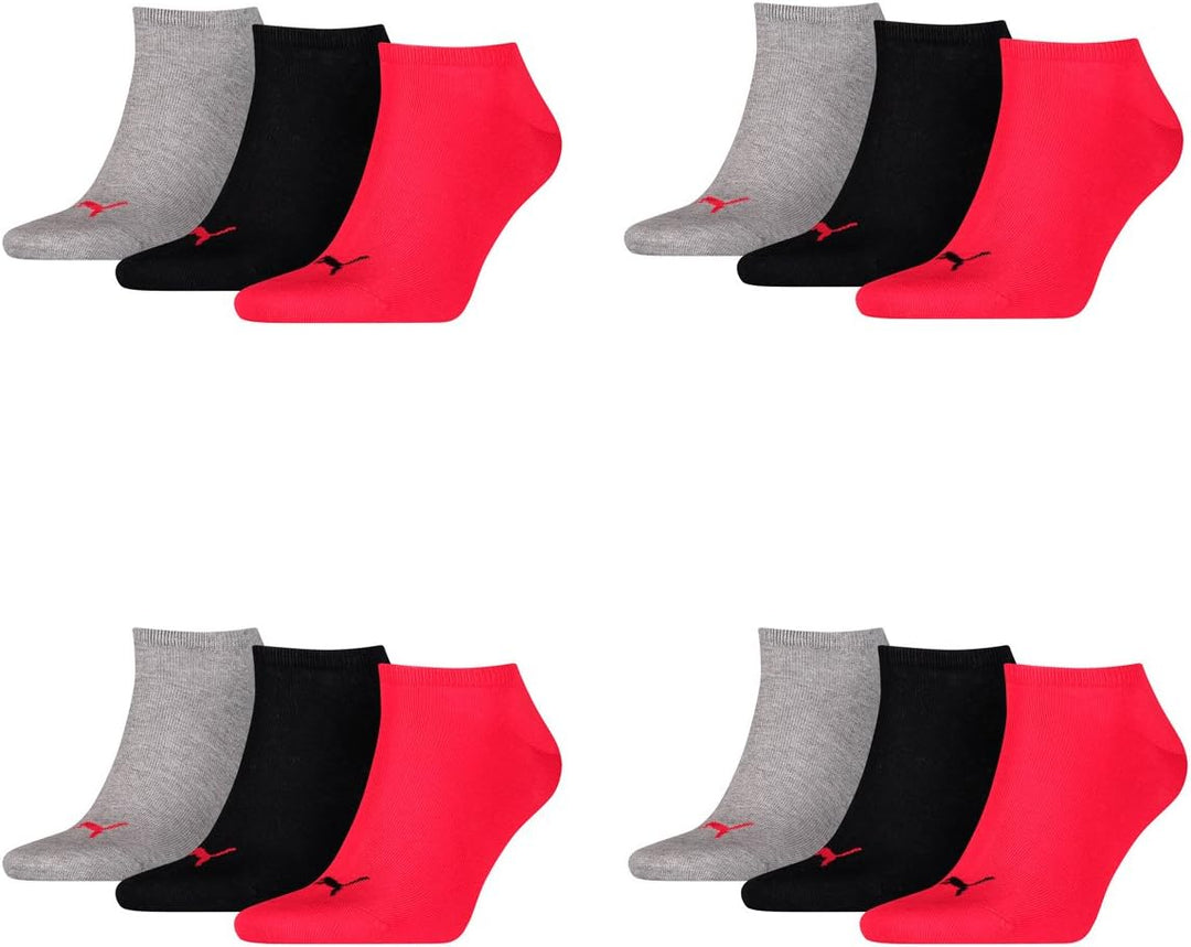 PUMA Unisex Sneaker Plain Socke (3er Pack) 35-38 232 - Black / Red, 35-38 232 - Black / Red