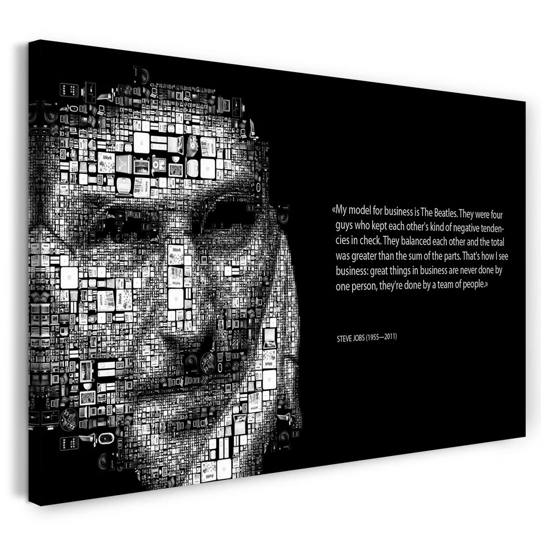 Printed Paintings Leinwand (80x60cm): Steve Jobs Spruch motivierend, Team-Work Zusammenarbeit ERF 80