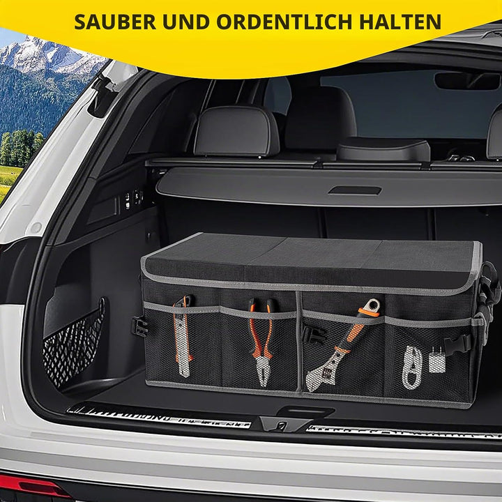 YBCPACK Auto Kofferraum Organizer mit Deckel [60L] - Stabil &amp; Rutschfes - Faltbar Kofferraumtasch au
