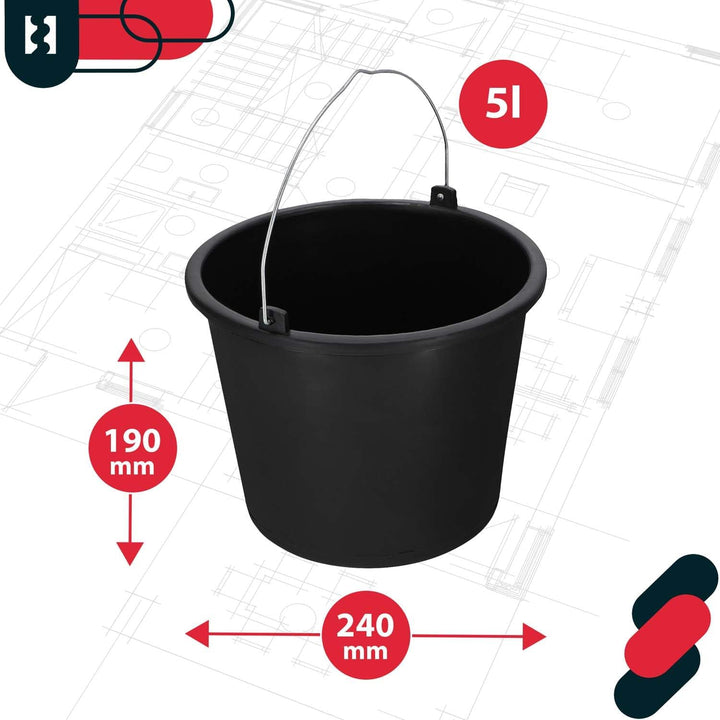 KOTARBAU 20er Set Baueimer 5L aus Kunststoff Putzeimer Mörteleimer Zementeimer Wassereimer Garteneim