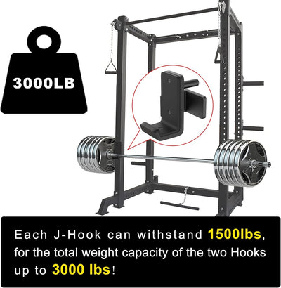 SELEWARE J-Haken aus massivem Stahl für 5,1 x 5,1 cm Rohr-Power-Käfig mit 5/8 Zoll Loch Squat Rack B