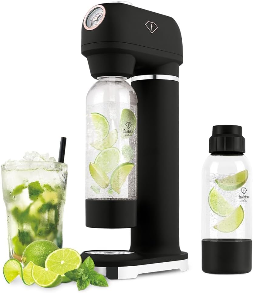 FASHION by Berlinger Haus – SODABAR Wassersprudler + 2 Flaschen, Matt Schwarz – Roségold Kollektion