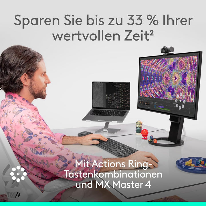 Logitech MX Master 4 for Mac, ergonomische Bluetooth-Maus mit fortschrittlichem haptischem Feedback,