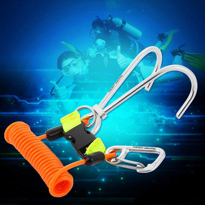 Tauchen Riffhaken, Edelstahl Reef Doppelhaken Scuba Drift Hook Tauchzubehör mit D-Ring Orange, Orang