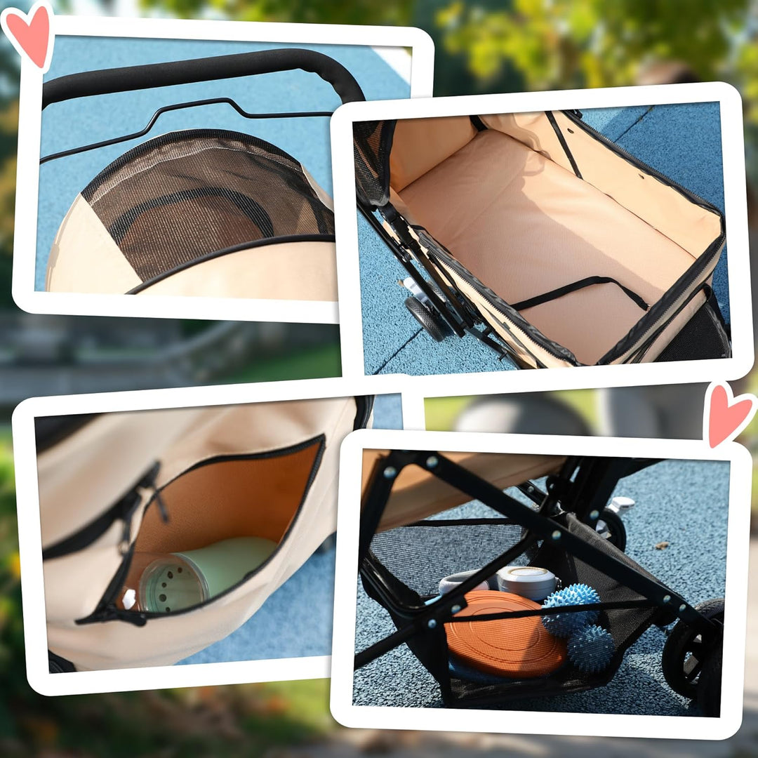 PawHut Hundebuggy Hundewagen Buggy für kleine Hunde und Katzen Haustierwagen Pet Stroller Katzenbugg
