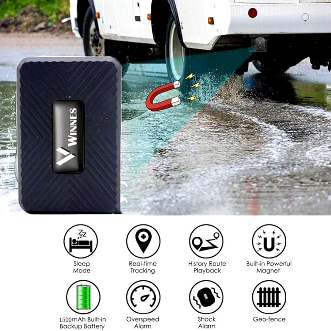 Winnes 4G Mini GPS Tracker 1500 mAh - Auto GPS/AGPS/LBS Echtzeit Ortung Anti-Verlust Magnet Mit Grat
