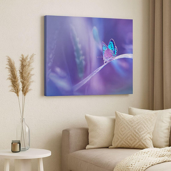 Bilder auf Leinwand 100x70cm Leinwandbild mit Rahmen Schmetterling Natur Gross Wanddeko Bild Schlafz