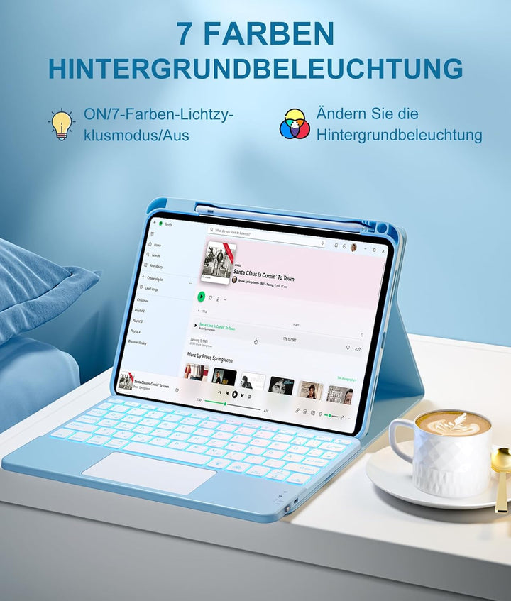 Vobafe Hülle mit Tastatur für iPad 10 Generation 2022, iPad 11 Generation A16 2025, 11/10,9 Zoll, Mu