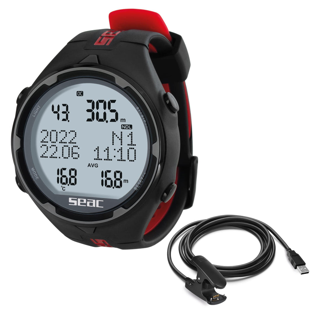 Seac Unisex-Adult Action Tauchcomputer für Gerätetauchen und Freediving, Logbuch, Dive Planner, Safe