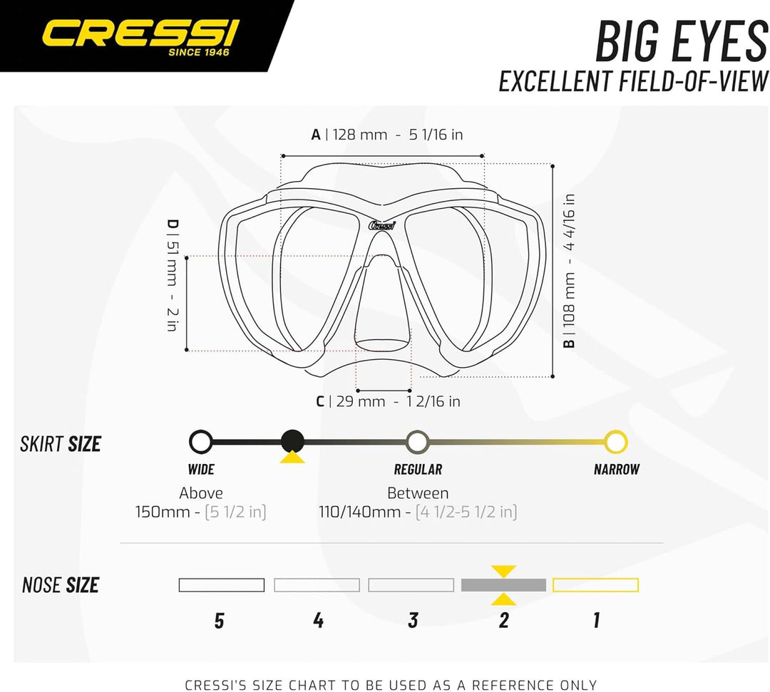 Cressi Tauchmaske Big Eyes Crystal Schwarz/Schwarz, Schwarz/Schwarz
