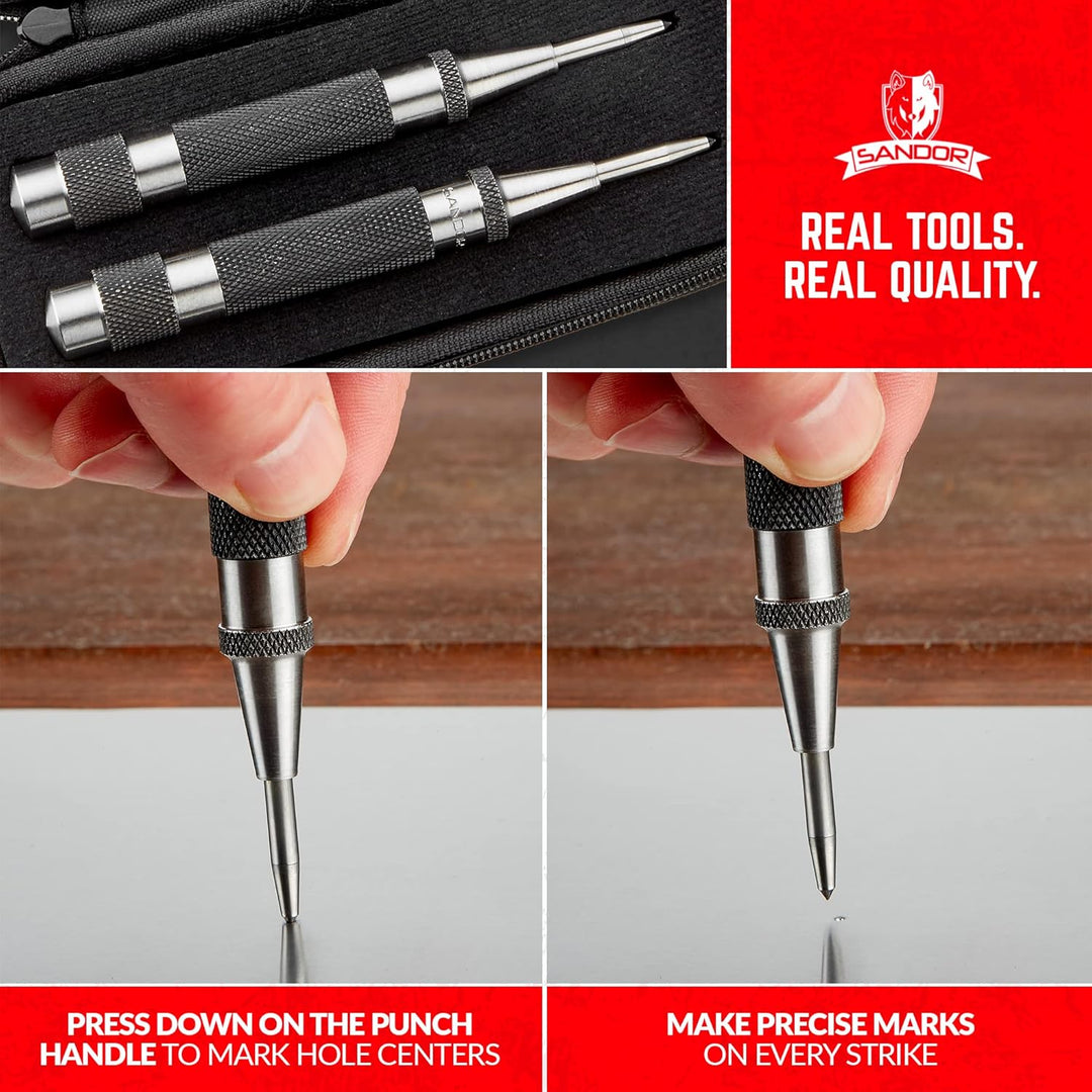 Robuster automatischer Körner mit gehärtetem Stahl – 2 Stück, Premium-Universal-Metall-Handwerkzeug