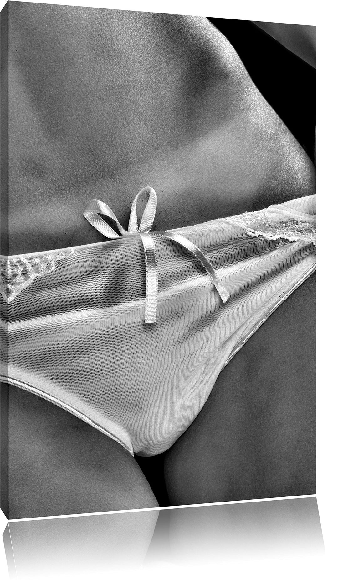 Pixxprint Sexy weisse Dessous als Leinwandbild/Grösse: 100x70 / Wandbild/Kunstdruck/fertig bespannt,
