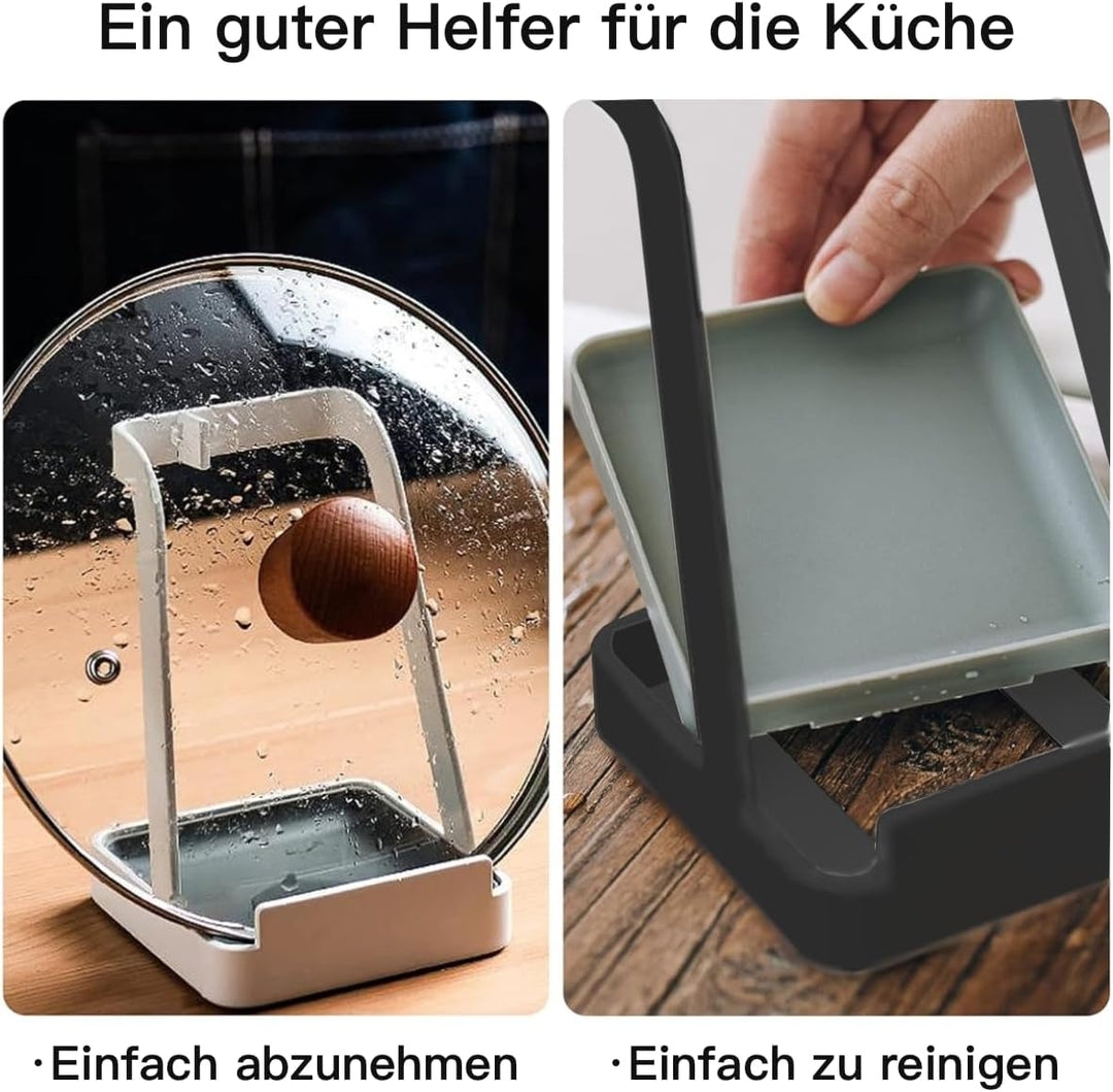 Rievem Topfdeckel- und Kochlöffelständer Stahl Küche Topfdeckelhalter Multifunktionsablage für Pfann