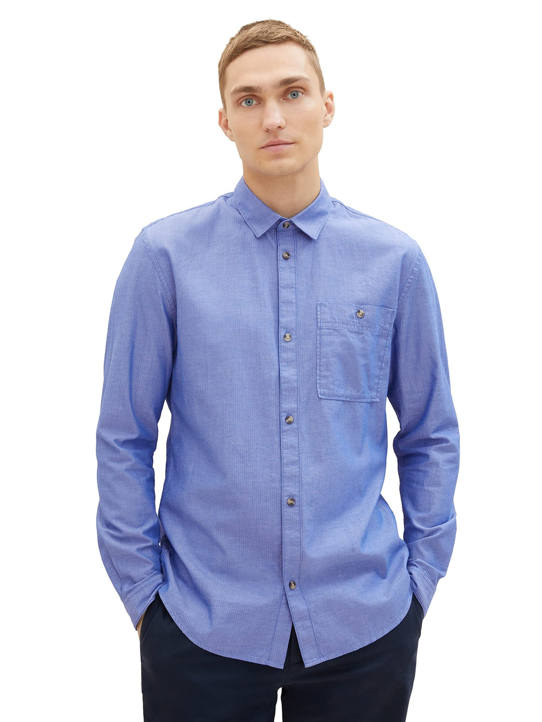 TOM TAILOR Denim Herren Denim Regular Fit Twill Hemd aus Baumwolle XXL 32347-royal Blue Mini Herring