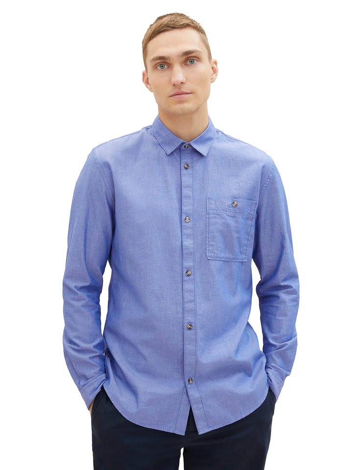 TOM TAILOR Denim Herren Denim Regular Fit Twill Hemd aus Baumwolle XXL 32347-royal Blue Mini Herring