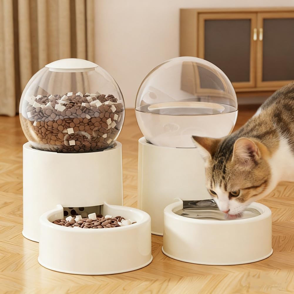 Automatischer Katzenfutterspender und Wasserspender Futterspender und Wasser Set, 2 Stück, Katzenfut