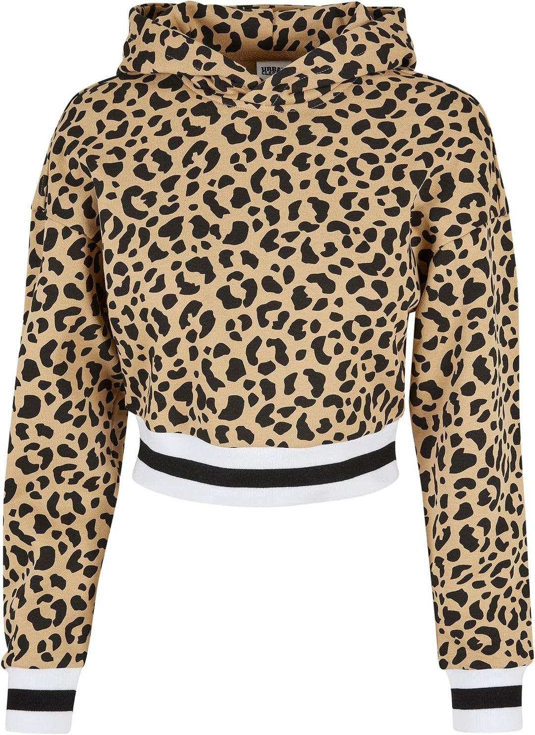 Urban Classics Damen Ladies Short AOP College Hoody 4XL Unionbeigeleo, 4XL Unionbeigeleo