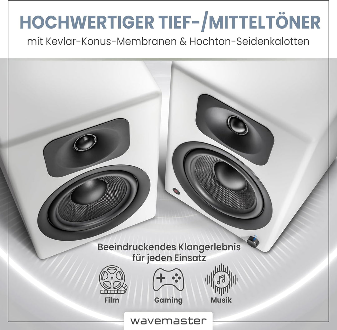 wavemaster TWO PRO white – Regallautsprecher-System (110 Watt) mit Bluetooth-Streaming, digitalen An