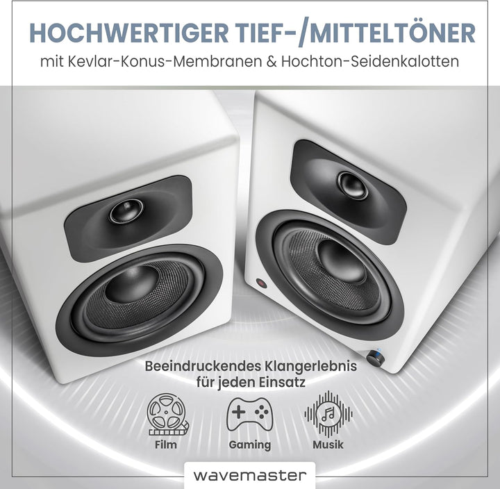 wavemaster TWO PRO white – Regallautsprecher-System (110 Watt) mit Bluetooth-Streaming, digitalen An