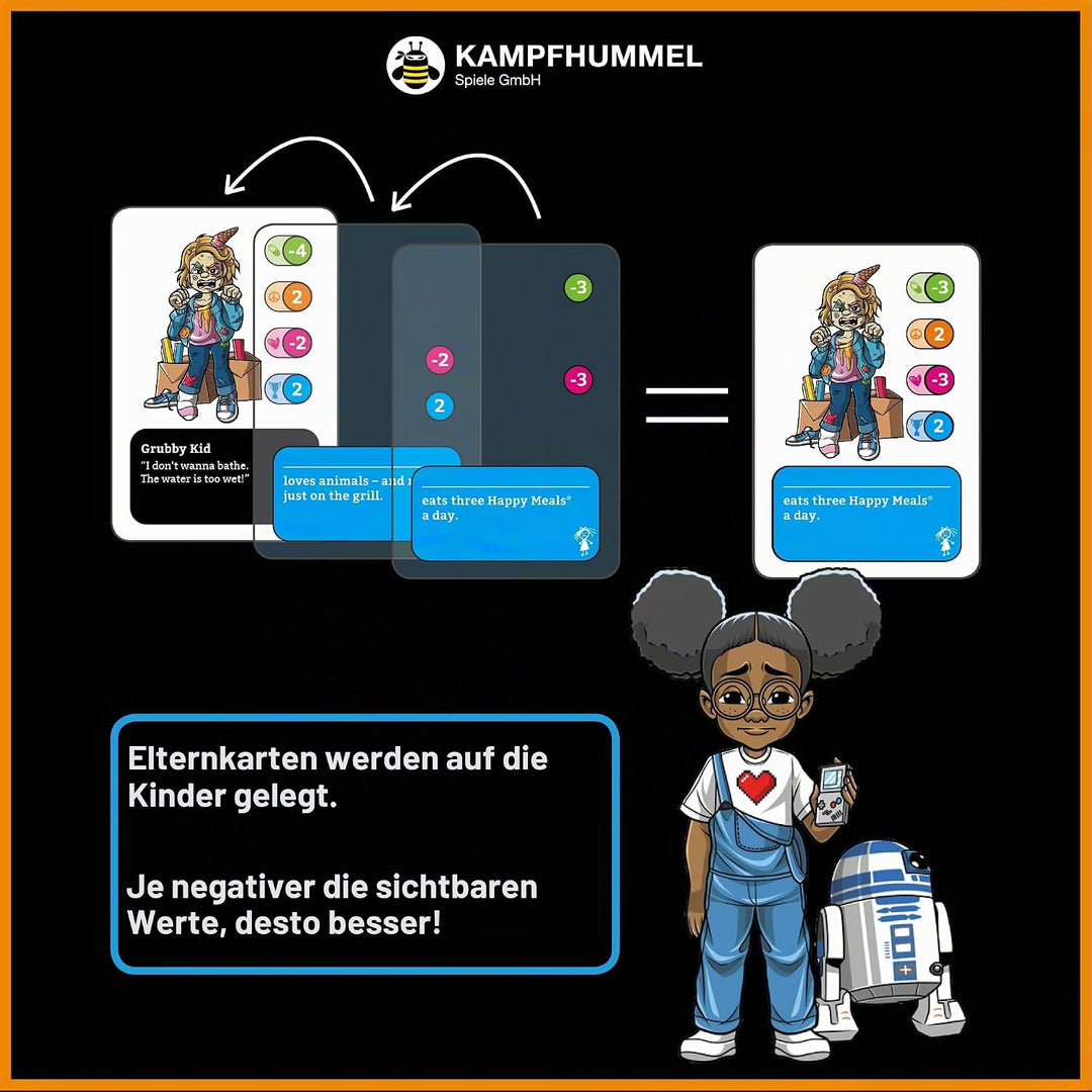 KAMPFHUMMEL Bad Brood – Raise Your Child as Bad as Possible, Sarcastic Card Game for People with Dar