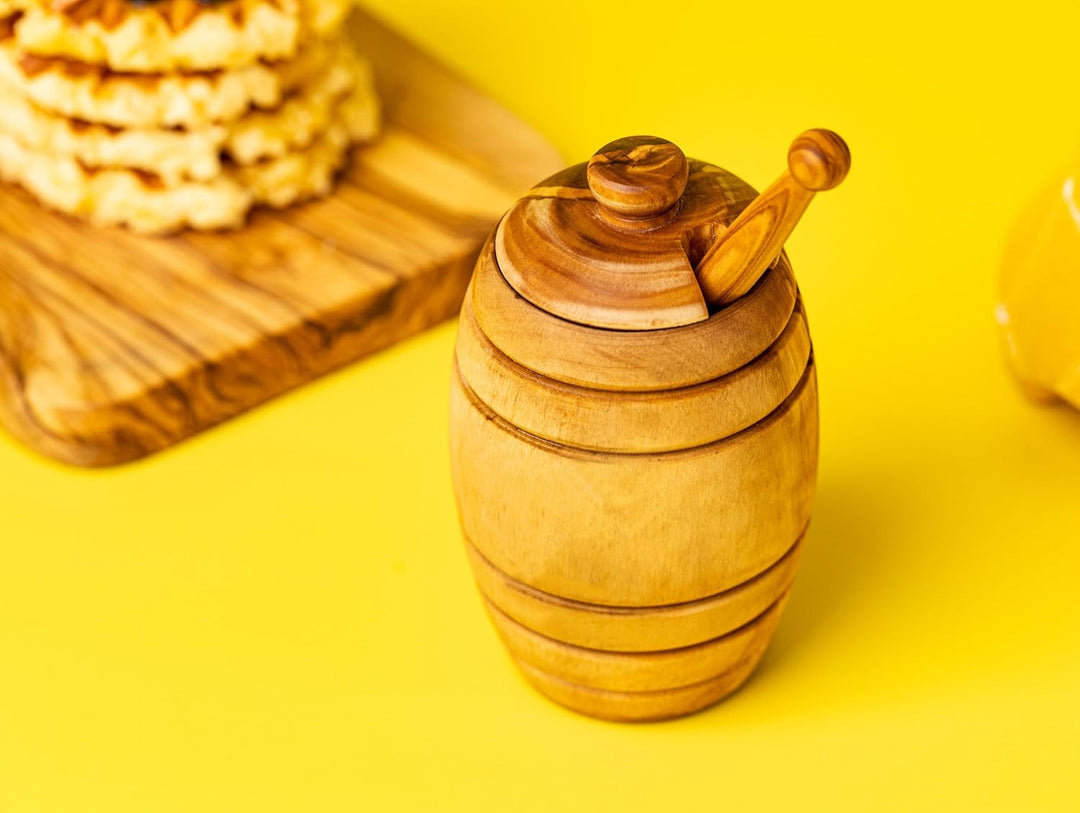 SOLTAKO Olivenholz Honigtopf/Honigbehälter Honey